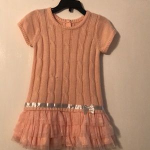 Toddler girl short sleeved ruffled sweater dress